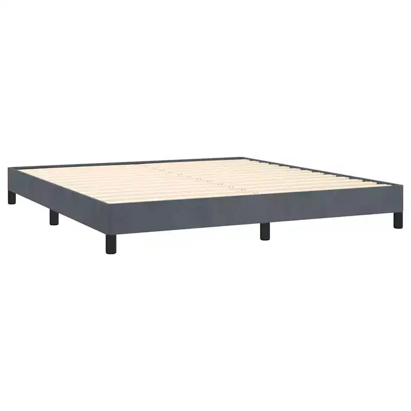 Bed Frame Dark Gray Velvet (100% polyester), plywood, engineered wood