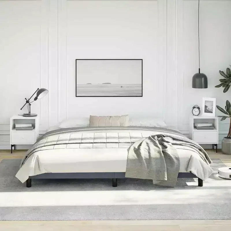 Bed Frame Dark Gray Velvet (100% polyester), plywood, engineered wood
