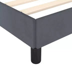 Bettgestell aus dunkelgrauem Samt (100 % Polyester), Sperrholz und Holzwerkstoff