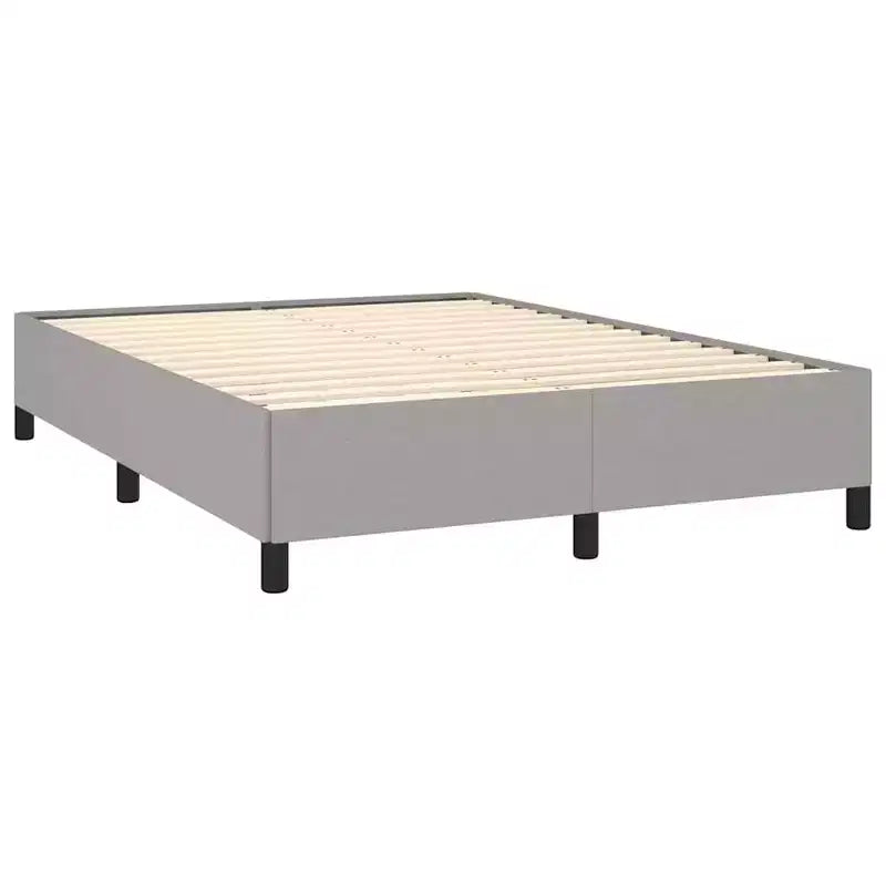 Bed Frame Light Grey Polyester, Plywood, Engineered Wood Full