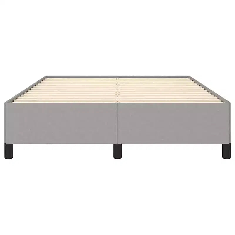 Bed Frame Light Grey Polyester, Plywood, Engineered Wood Full