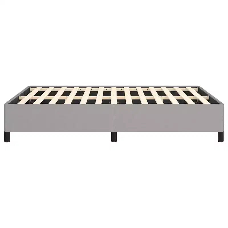 Bed Frame Light Grey Polyester, Plywood, Engineered Wood Full