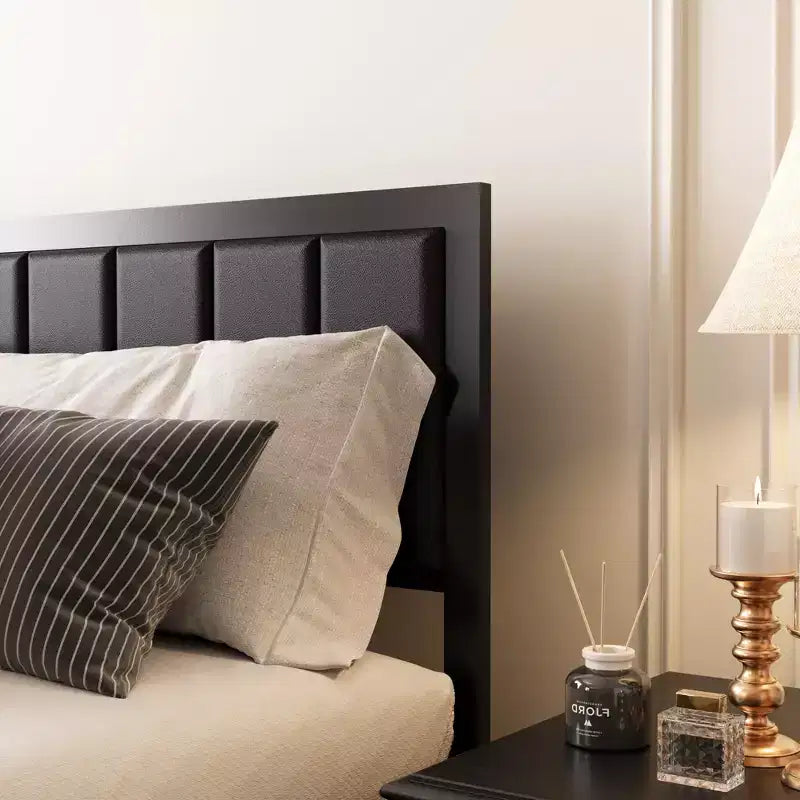 Queen Size Bed Frame with 4 Storage Drawers and Headboard, Rustic Metal Bed Frame with Large Storage Space, No Box Spring Needed, Noise Free