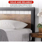 Bedframe met houten hoofdbord, 14 inch zwaar industrieel metalen platformbedframe met opbergruimte onder het bed, boxspring niet nodig