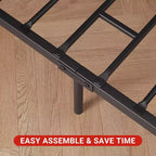 Bedframe met houten hoofdbord, 14 inch zwaar industrieel metalen platformbedframe met opbergruimte onder het bed, boxspring niet nodig