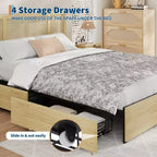 Bettgestell in Queen-Size mit Rattan-Kopfteil, robuste Metallplattform und Holzlatten, kein Lattenrost erforderlich