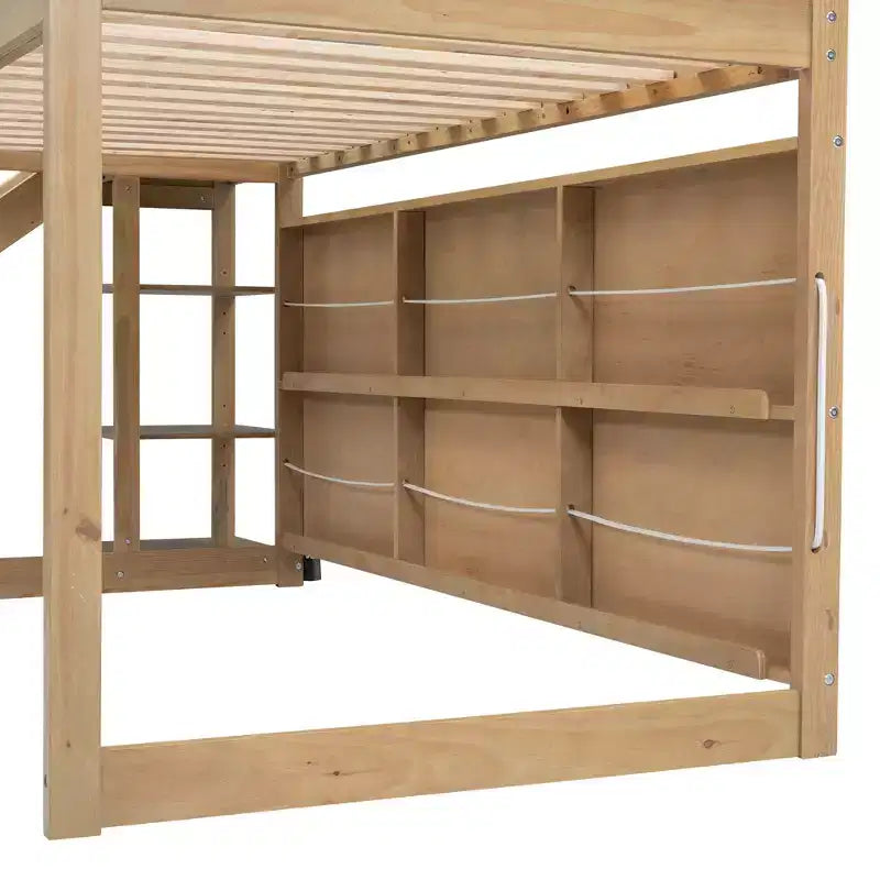 Twin Size House-style Bed with Slide, Space-saving Frame with Bookshelf & Integrated Storage Shelves