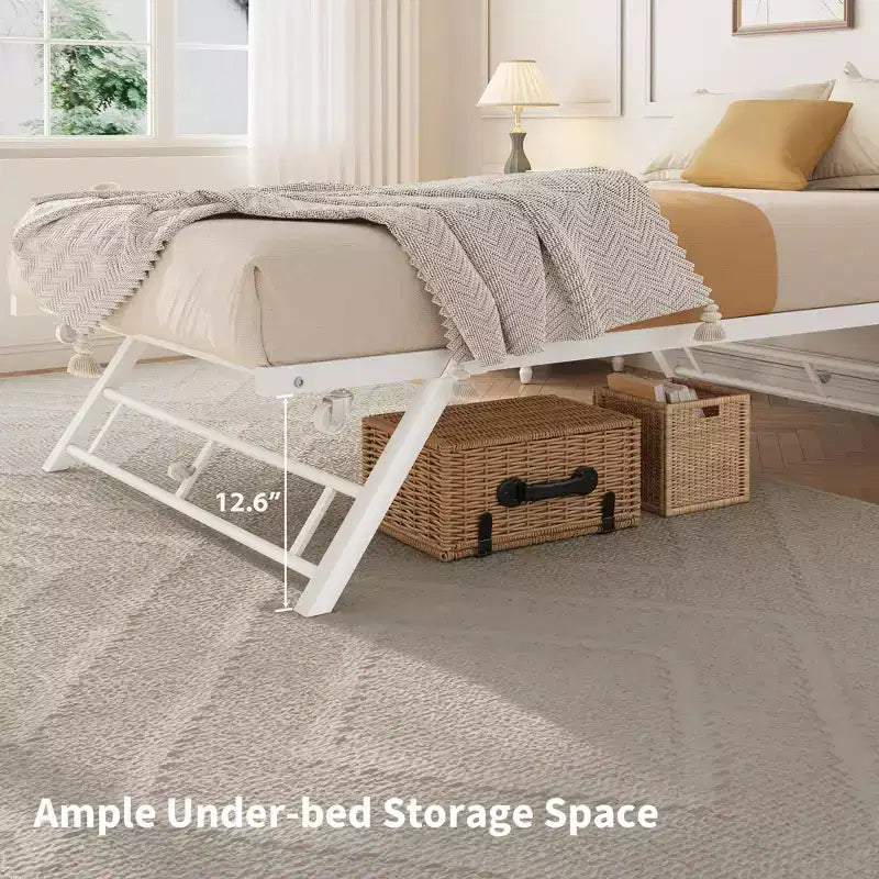 Twin Size Wood Bed With Built-in Ladder, Easy Assembly