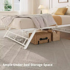 Twin Size Wood Bed With Built-in Ladder, Easy Assembly