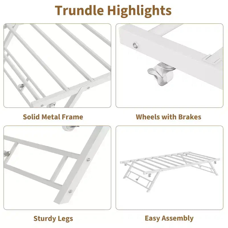 Twin Size Wood Bed With Built-in Ladder, Easy Assembly