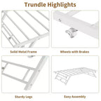 Twin Size Wood Bed With Built-in Ladder, Easy Assembly