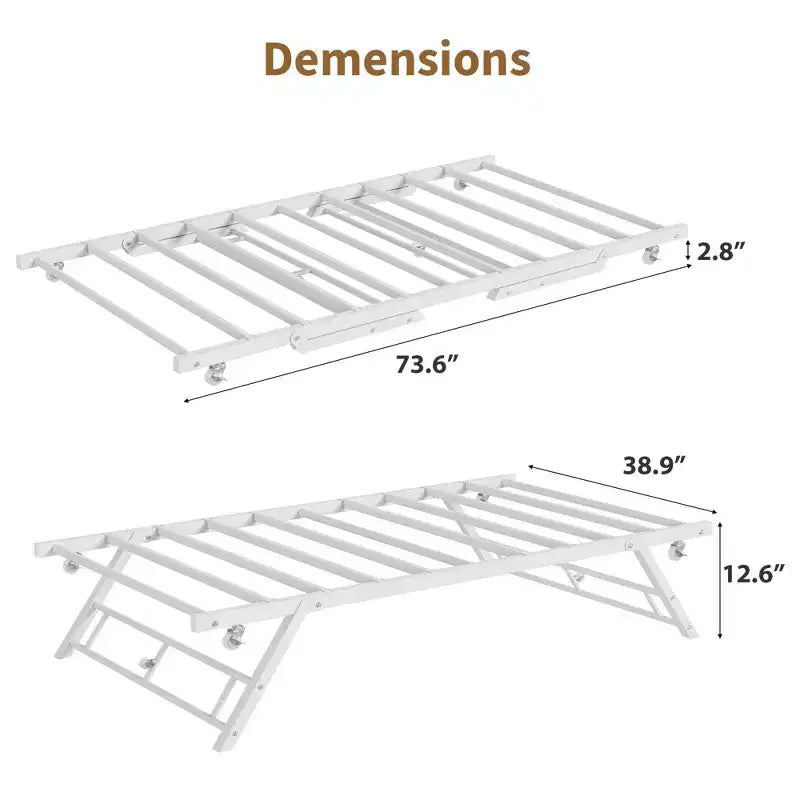 Twin Size Wood Bed With Built-in Ladder, Easy Assembly