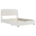 Gepolstertes Plattformbettgestell in Queen-/King-Size mit weichem, geschwungenem Kopfteil, Beige