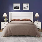 Velvet Upholstered Platform Bed Frame with Tufted Wingback Headboard Sturdy Wood Slats No Box Spring Needed Easy Assembly