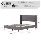 Velvet Upholstered Platform Bed Frame with Tufted Wingback Headboard Sturdy Wood Slats No Box Spring Needed Easy Assembly