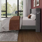 Velvet Upholstered Platform Bed Frame with Tufted Wingback Headboard Sturdy Wood Slats No Box Spring Needed Easy Assembly