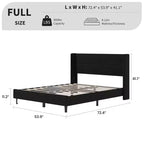 Velvet Upholstered Platform Bed Frame with Tufted Wingback Headboard Sturdy Wood Slats No Box Spring Needed Easy Assembly