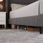 Velvet Upholstered Platform Bed Frame with Tufted Wingback Headboard Sturdy Wood Slats No Box Spring Needed Easy Assembly