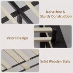 Velvet Upholstered Platform Bed Frame with Tufted Wingback Headboard Sturdy Wood Slats No Box Spring Needed Easy Assembly