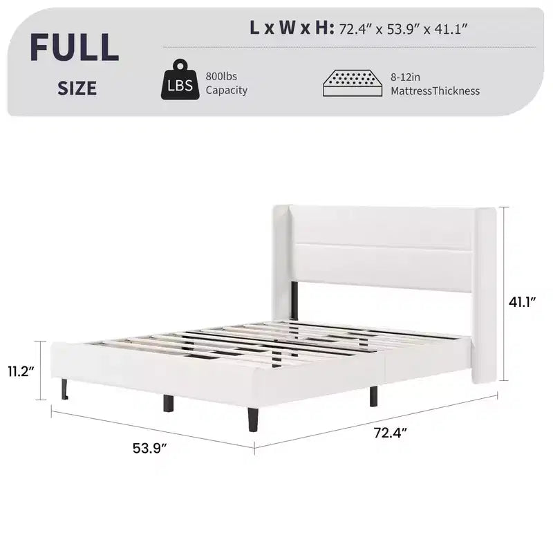 Velvet Upholstered Platform Bed Frame with Tufted Wingback Headboard Sturdy Wood Slats No Box Spring Needed Easy Assembly