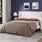 Velvet Upholstered Platform Bed Frame with Tufted Wingback Headboard Sturdy Wood Slats No Box Spring Needed Easy Assembly