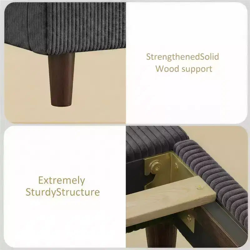 Queen Corduroy Upholstered Platform Bed Frame with 56 Tall Wingback Headboard, Solid Wood Legs, No Box Spring Needed & Easy Assembly