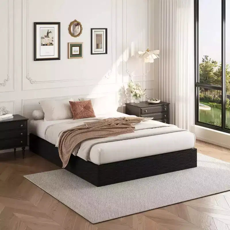 Queen Size Bed Frame & Box Spring, Heavy Duty Steel Platform Mattress Foundation with Fabric Cover, Noise-Free, Easy Assembly