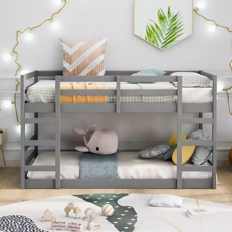 FAMYYT Twin Size Wood Bunk Bed With Ladder, Easy Assembly