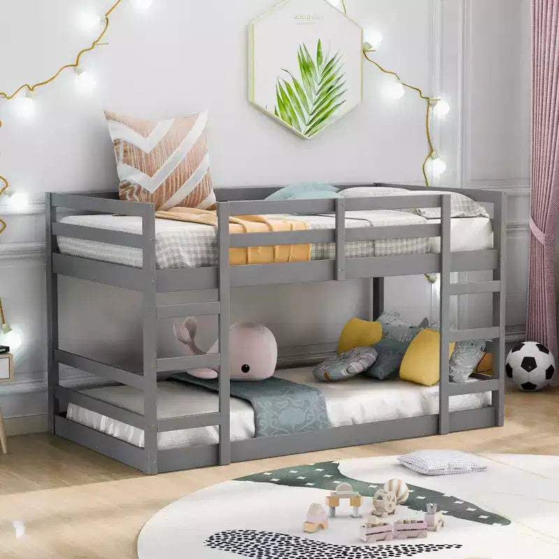 Twin Size Wood Bunk Bed With Ladder, Easy Assembly