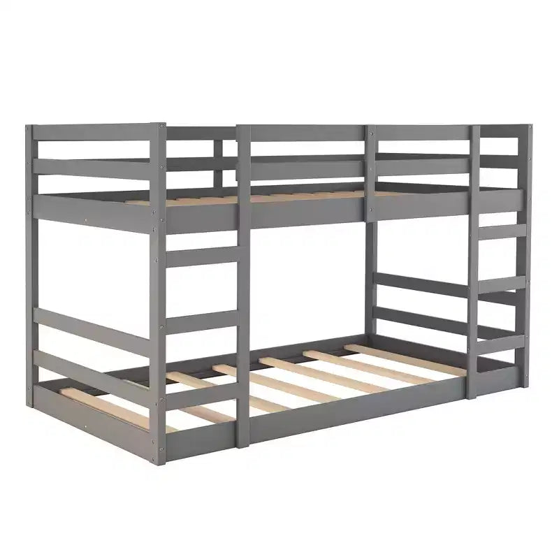 Twin Size Wood Bunk Bed With Ladder, Easy Assembly