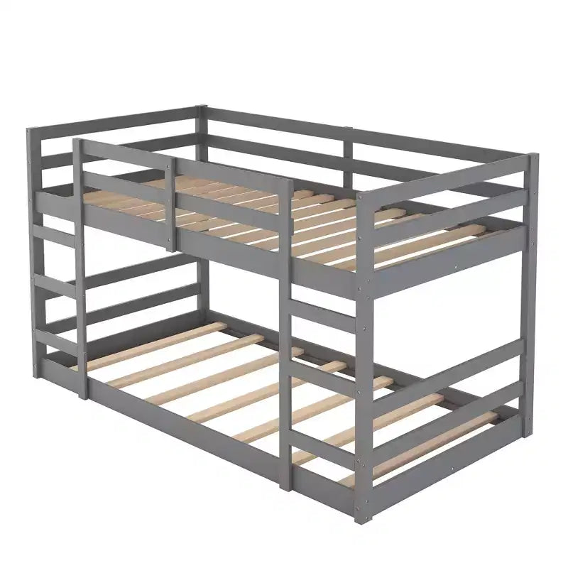 Twin Size Wood Bunk Bed With Ladder, Easy Assembly