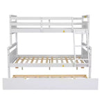 Twin Size Wood Bed With Ladder, Twin Size Trundle, Safety Guardrail, Easy Assembly