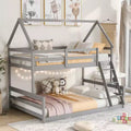 FAMYYT Twin Size Wood Bed?With Built-in Ladder, Easy Assembly