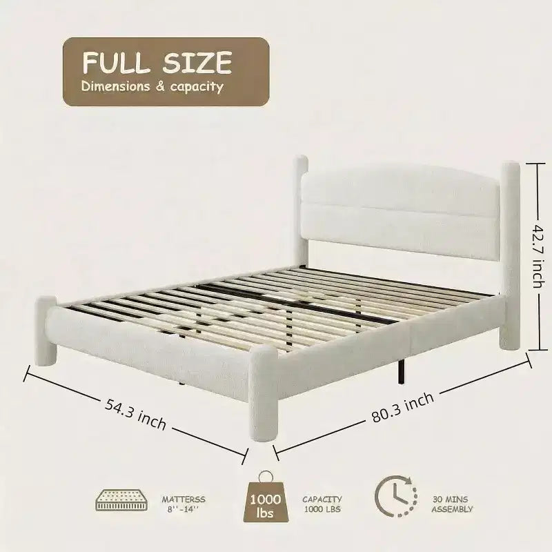 Boucle Upholstered Cloud Platform Bed Frame, No Box Spring Needed