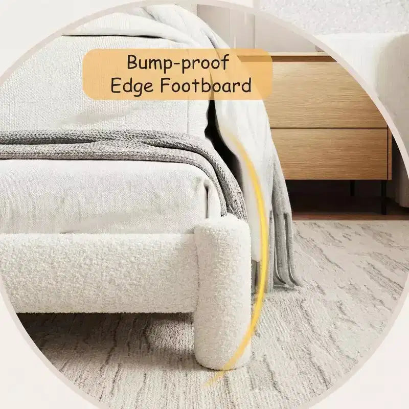 Boucle Upholstered Cloud Platform Bed Frame, No Box Spring Needed