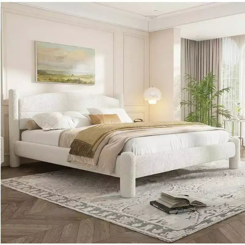 GustoWave Boucle Upholstered Cloud Platform Bed Frame, No Box Spring Needed