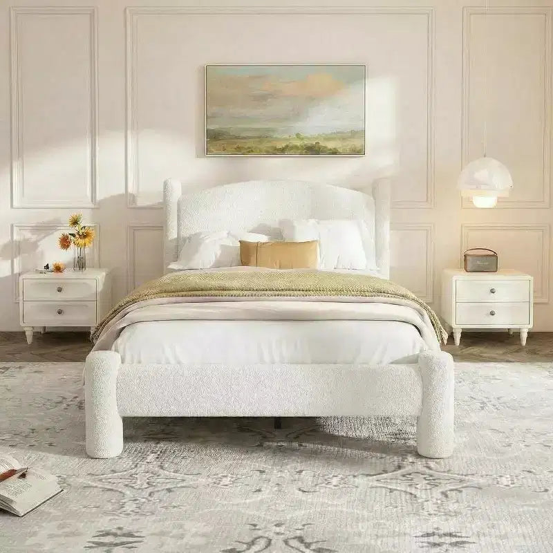 Boucle Upholstered Cloud Platform Bed Frame, No Box Spring Needed