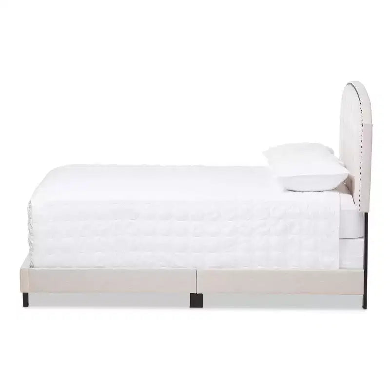 King Modern and Contemporary Fabric Upholstered Bed Light Beige - Rubberwood & MDF Frame, Polyester Fill