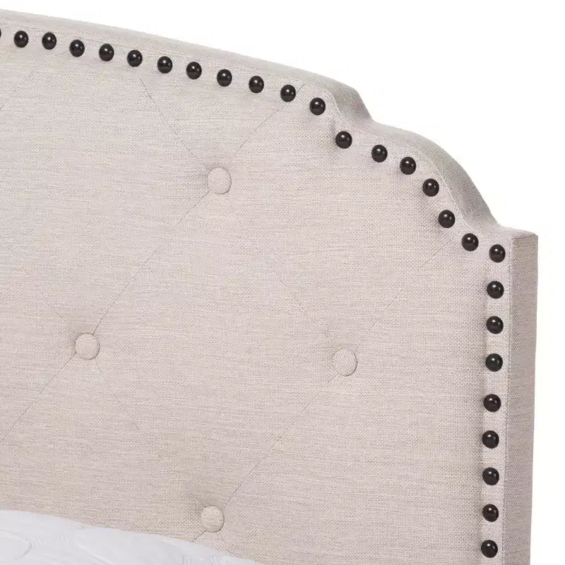 King Modern and Contemporary Fabric Upholstered Bed Light Beige - Rubberwood & MDF Frame, Polyester Fill
