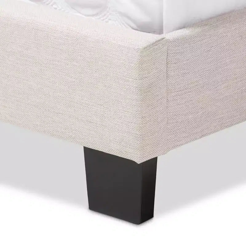 King Modern and Contemporary Fabric Upholstered Bed Light Beige - Rubberwood & MDF Frame, Polyester Fill