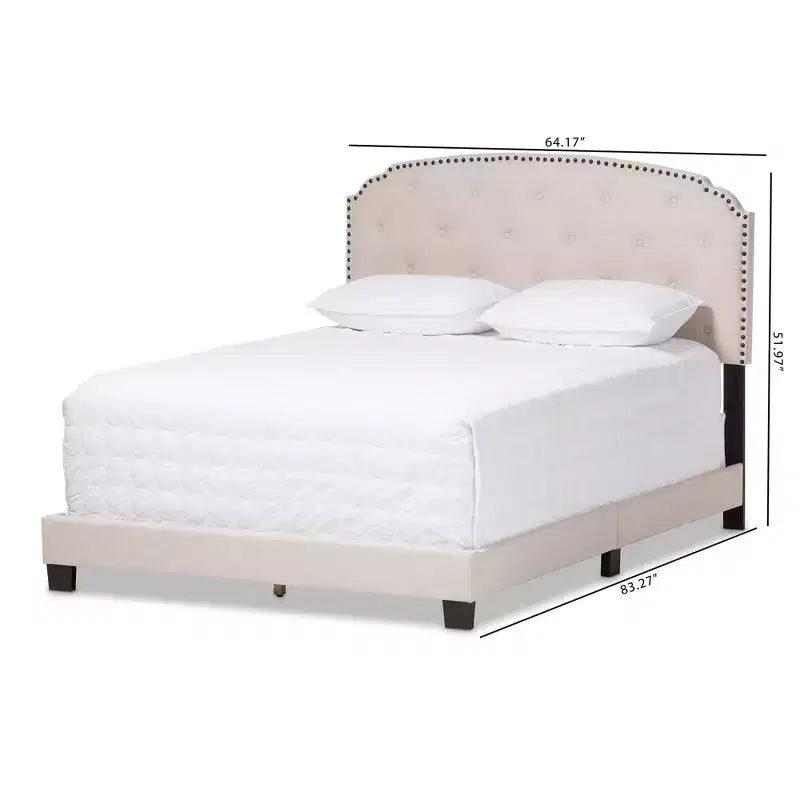 King Modern and Contemporary Fabric Upholstered Bed Light Beige - Rubberwood & MDF Frame, Polyester Fill
