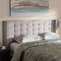 Queen Modern and Contemporary Fabric Button Tufted Nail Head Winged Headboard Gray - Elegant Design, MDF Frame, Spot Clean