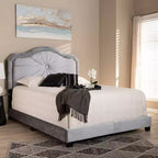 Queen Embla gestoffeerd bed van fluweelachtige stof, grijs: modern gecapitonneerd ontwerp, glanzende afwerking, schuimvulling, MDF-frame