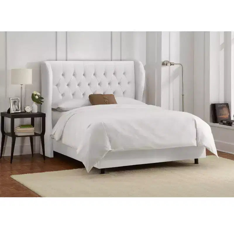 Tufted Velvet Upholstered Wingback Bed