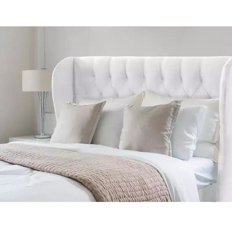 Tufted Velvet Upholstered Wingback Bed