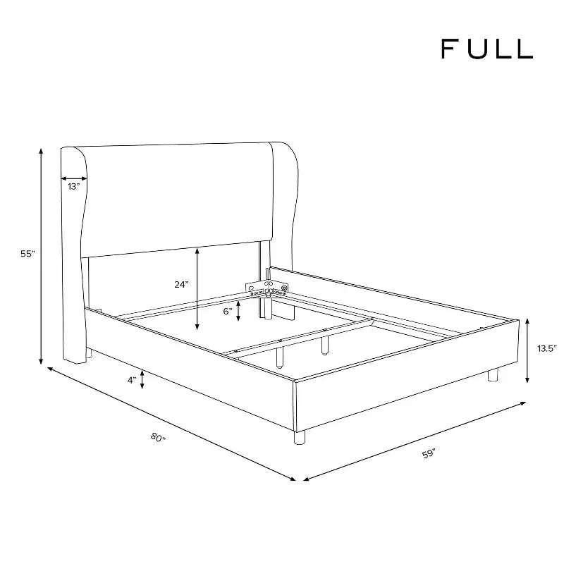 Tufted Velvet Upholstered Wingback Bed