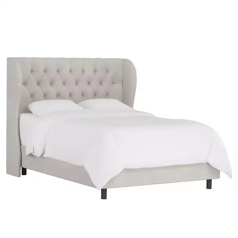 Tufted Velvet Upholstered Wingback Bed