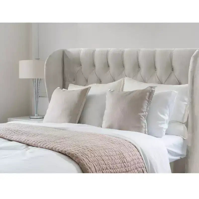 Tufted Velvet Upholstered Wingback Bed