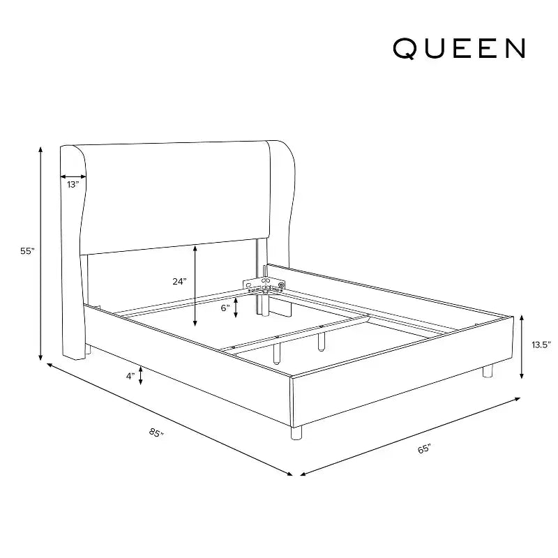 Tufted Velvet Upholstered Wingback Bed