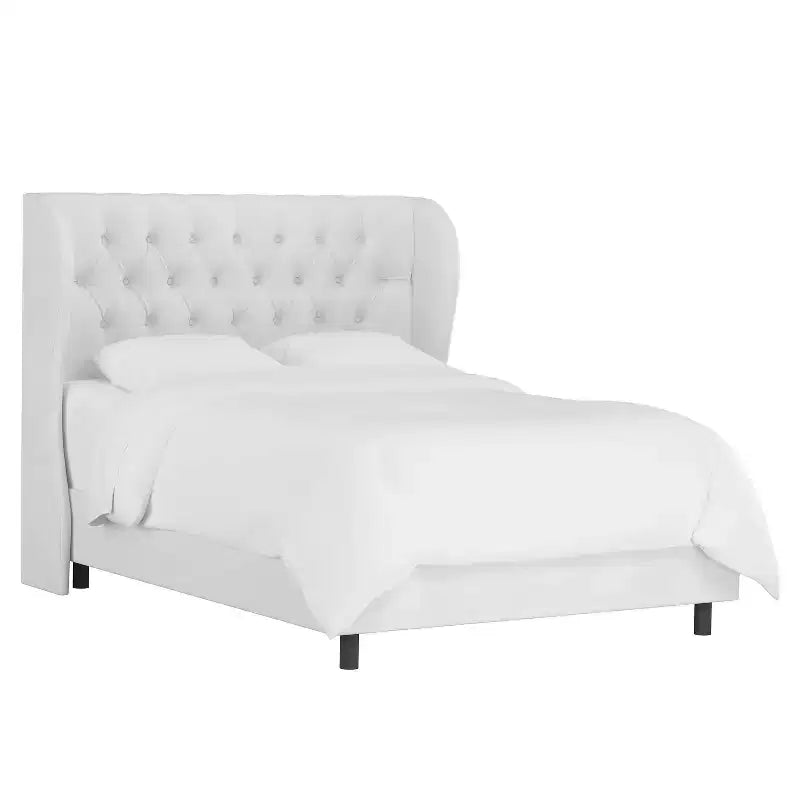 Tufted Velvet Upholstered Wingback Bed